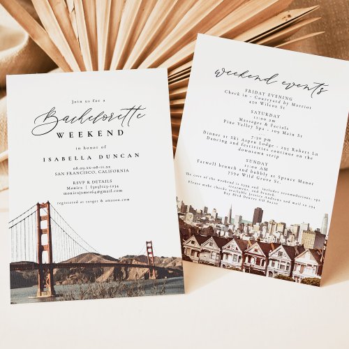Watercolor Golden Gate San Francisco Skyline Invitation