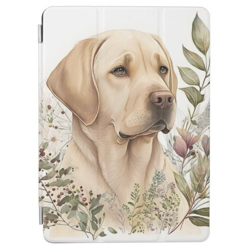 Watercolor Golden Labrador Retriever and Flowers iPad Air Cover