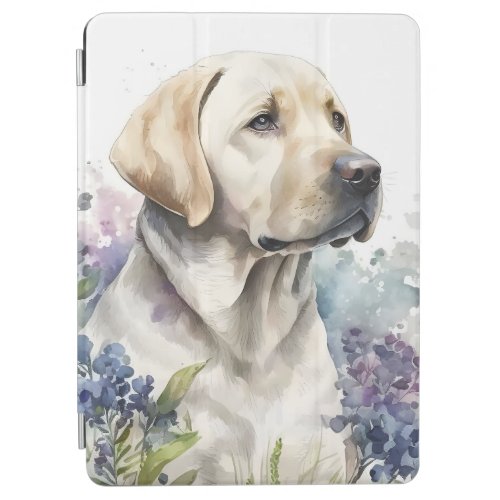 Watercolor Golden Labrador Retriever and Flowers iPad Air Cover