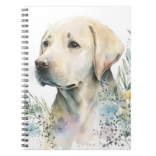 Watercolor Golden Labrador Retriever and Flowers Notebook