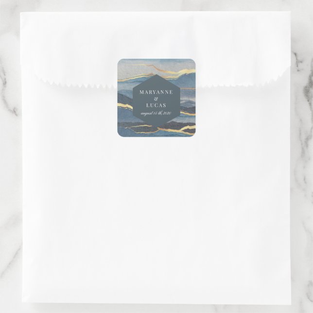 watercolor golden landscape wedding envelope seal (Bag)