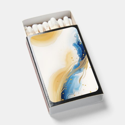 Watercolor Golden line Wedding Matchboxes