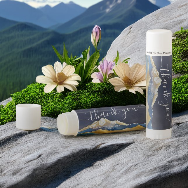 Watercolor Golden Mountain Wedding Thank You Gifts Lip Balm (Creator Uploaded)
