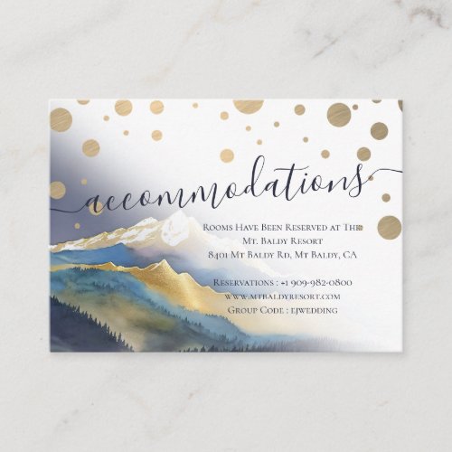Watercolor Golden Mountains Wedding Accommodations Enclosure Card