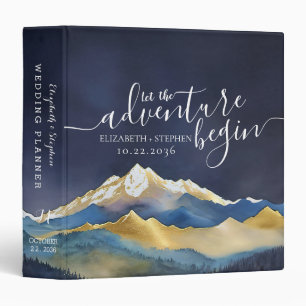 Watercolor Golden Mountains Wedding Photo Planner 3 Ring Binder