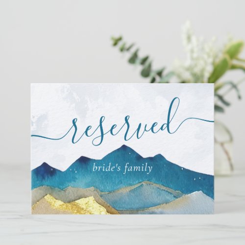 Watercolor Golden Mountains Wedding Reserved Sign