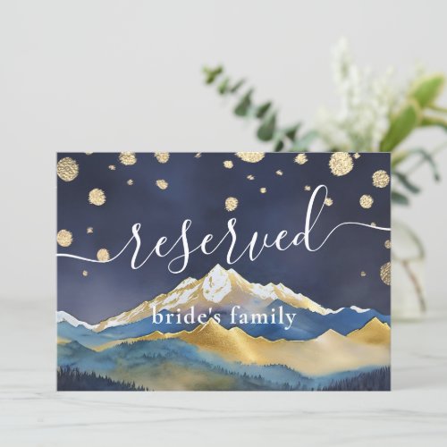 Watercolor Golden Mountains Wedding Reserved Sign