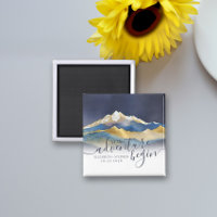 Watercolor Golden Mountains Wedding Save The Date