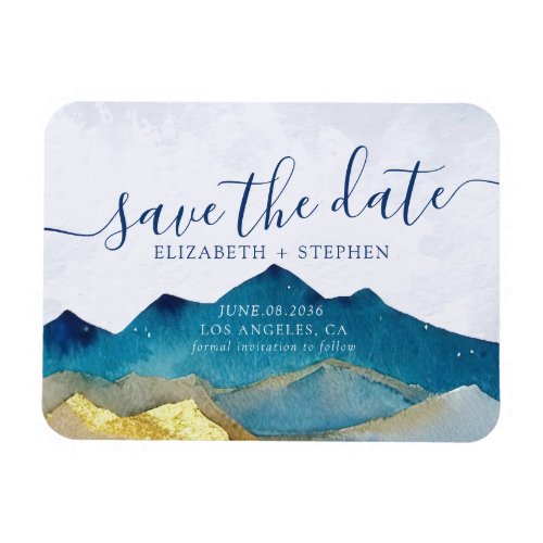 Watercolor Golden Mountains Wedding Save The Date Magnet