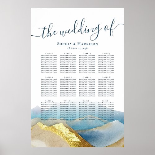 Watercolor Golden Mountains Wedding Seating Chart