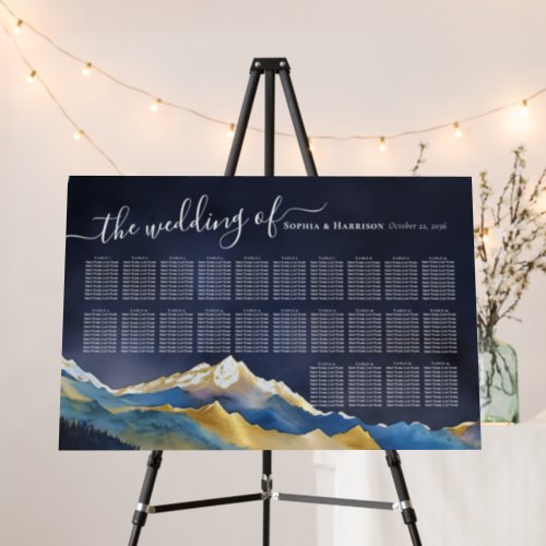 Watercolor Golden Mountains Wedding Seating Chart Foam Board