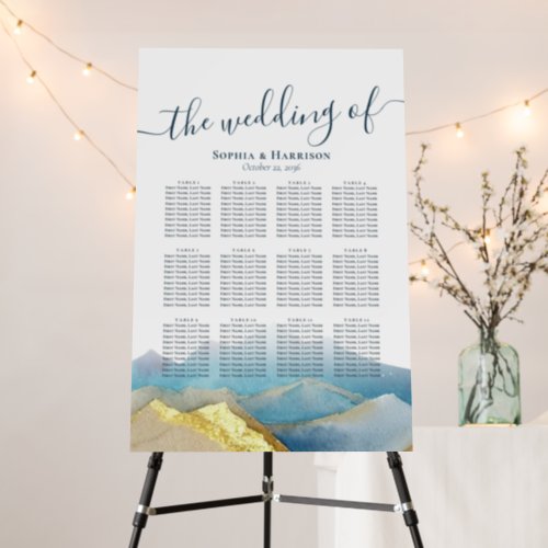 Watercolor Golden Mountains Wedding Seating Chart  Foam Board