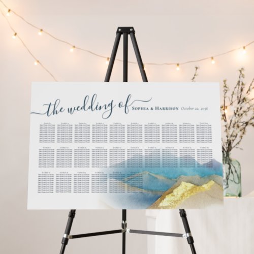 Watercolor Golden Mountains Wedding Seating Chart Foam Board