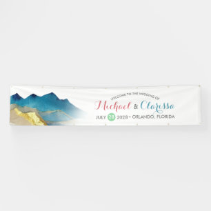 Watercolor Golden Mountains Wedding Welcome Banner