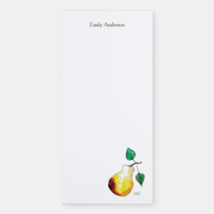 Watercolor Golden Pear Hand Drawn Victorian Style Magnetic Notepad