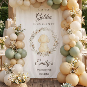 Watercolor Golden Retriever Baby Shower Backdrop