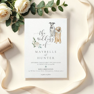 Watercolor Golden Retriever & Catahoula Leopard Invitation