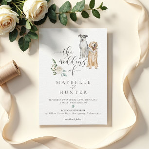 Watercolor Golden Retriever & Catahoula Leopard Invitation