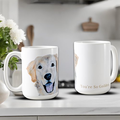 Watercolor Golden Retriever Dog Coffee Mug