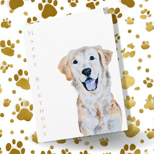 Watercolor Golden Retriever Dog Happy Birthday Card