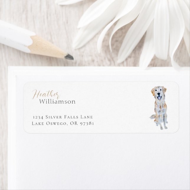 Watercolor Golden Retriever Dog Label (Insitu)