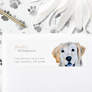 Watercolor Golden Retriever Dog Label