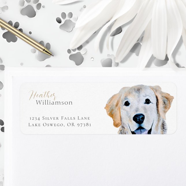 Watercolor Golden Retriever Dog Label (Creator Uploaded)