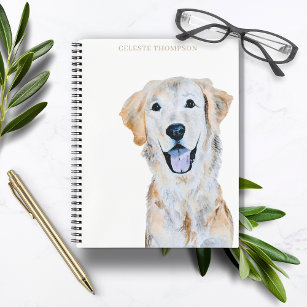 Watercolor Golden Retriever Dog Personalize Notebook