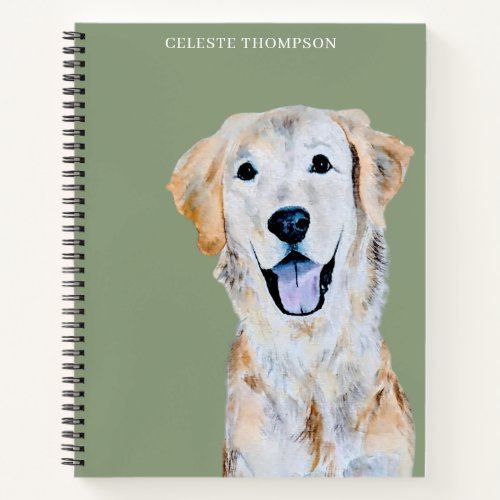 Watercolor Golden Retriever Dog Personalize Notebook