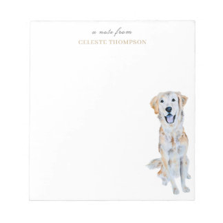 Watercolor Golden Retriever Dog Personalize Notepad