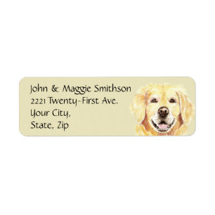 Watercolor Golden Retriever Dog Pet Animal Address Label