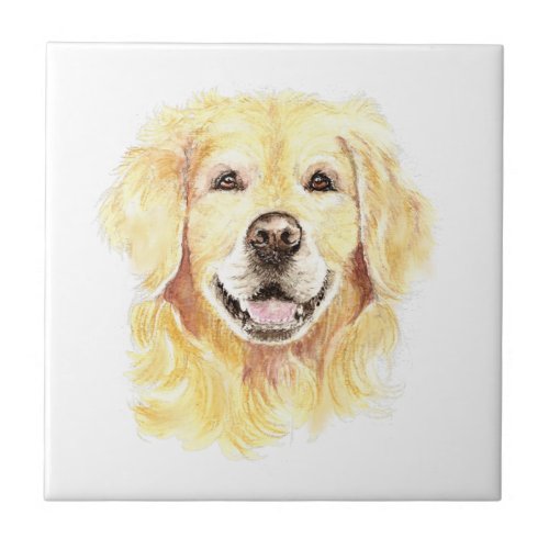 Watercolor Golden Retriever Dog Pet Animal Ceramic Ceramic Tile