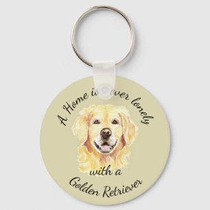 Watercolor Golden Retriever Dog Pet Animal Keychain