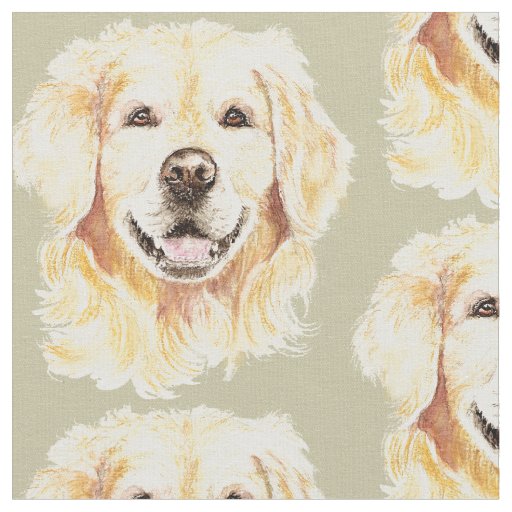 Watercolor Golden Retriever Dog Pet Animal Print Fabric