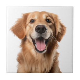Watercolor Golden Retriever Dog Pet Animal Quote Ceramic Tile