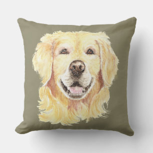 Watercolor Golden Retriever Dog Pet Animal Throw Pillow