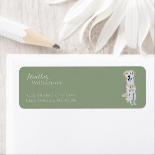 Watercolor Golden Retriever Dog Return Address Label