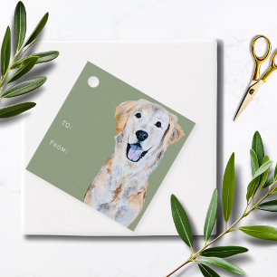 Watercolor Golden Retriever Dog To/From Gift Favor Tags