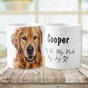 Watercolor Golden Retriever Dog's Name Coffee Mug