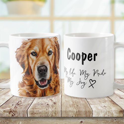 Watercolor Golden Retriever Dogs Name Coffee Mug