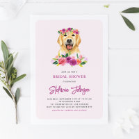 Watercolor Golden Retriever Floral Bridal Shower