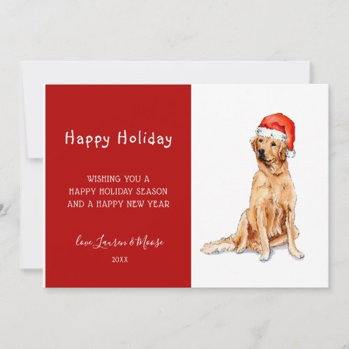 Watercolor Golden retriever Holiday Announcement