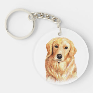 Watercolor Golden Retriever Keychain