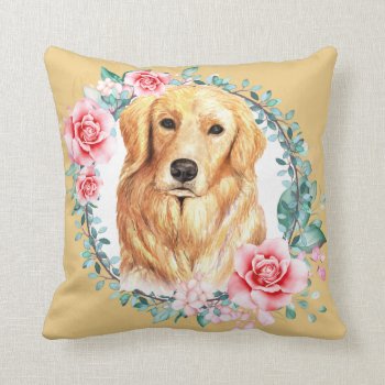 Watercolor Golden Retriever Labrador Rose Gold Throw Pillow by petcherishedangels at Zazzle