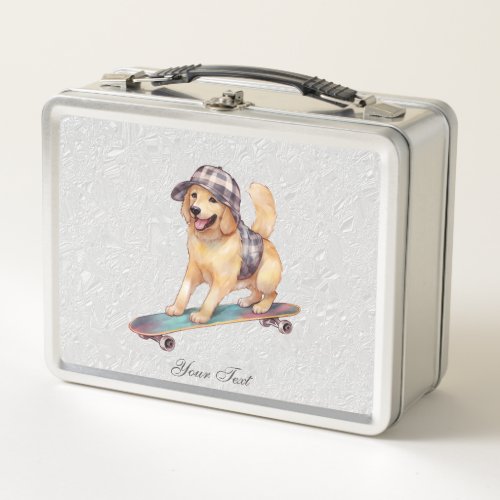 Watercolor Golden Retriever Metal Lunch Box