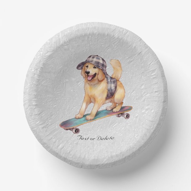 Watercolor Golden Retriever Paper Bowl (Front)