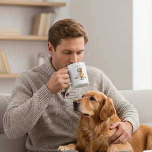 Watercolor Golden Retriever Personalize Giant Coffee Mug