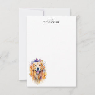 Watercolor Golden Retriever Personalized Thank You Note Card