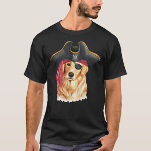 Watercolor Golden Retriever Pirate Has Eye Patch T-Shirt