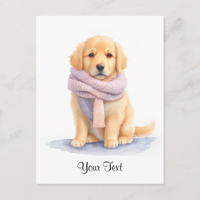 Watercolor Golden Retriever Puppy Dog Personized Postcard (Front)